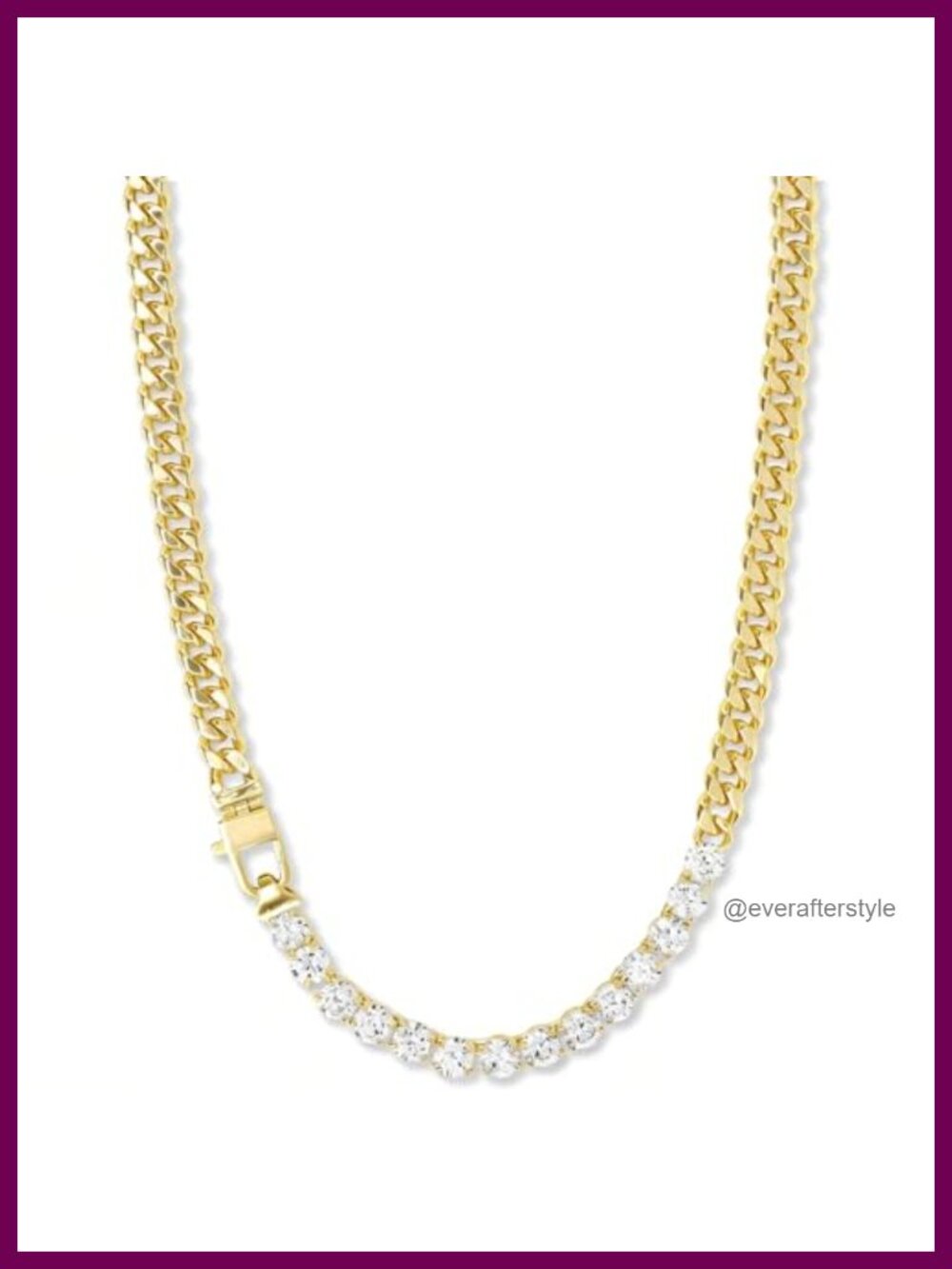 18K Gold Plated Cuban Link Chain Necklace 6mm 18in CZ Women's Statement Jewelry